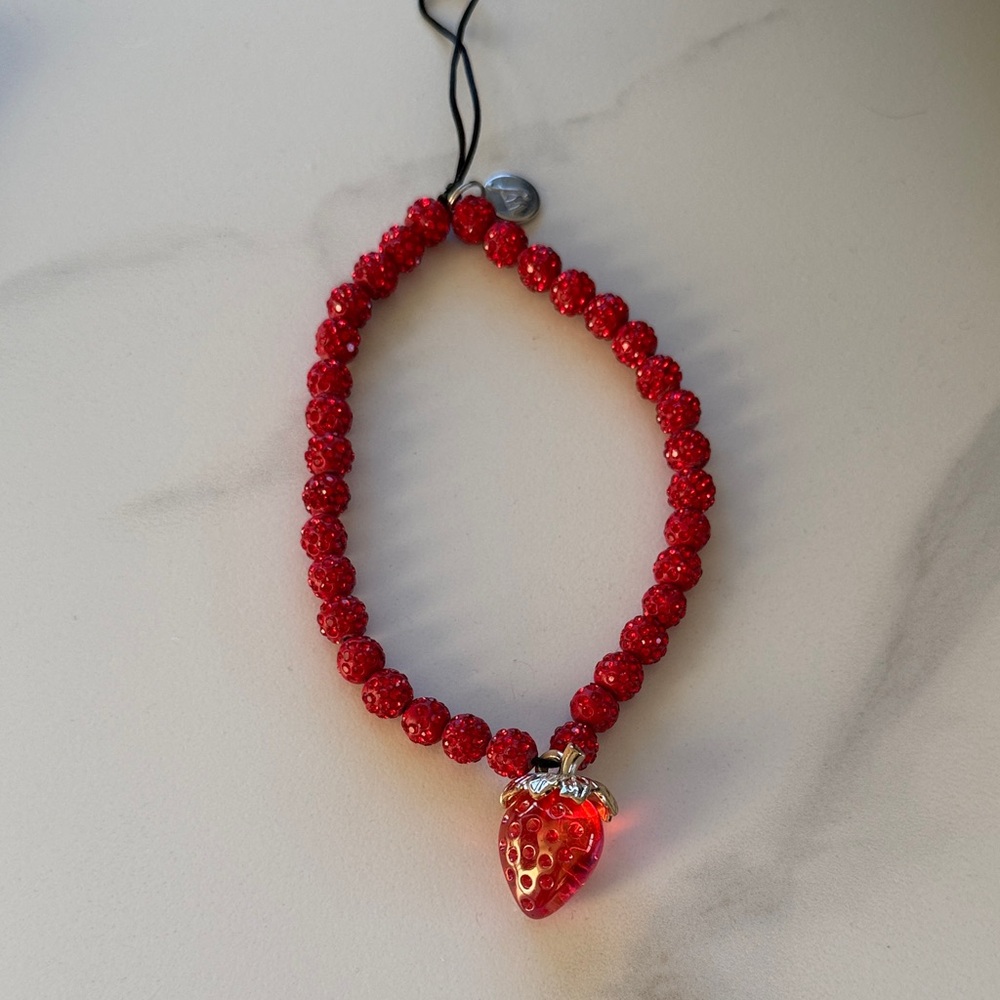 Strawberry Charm Beaded Phone Wristlet - Wildflower